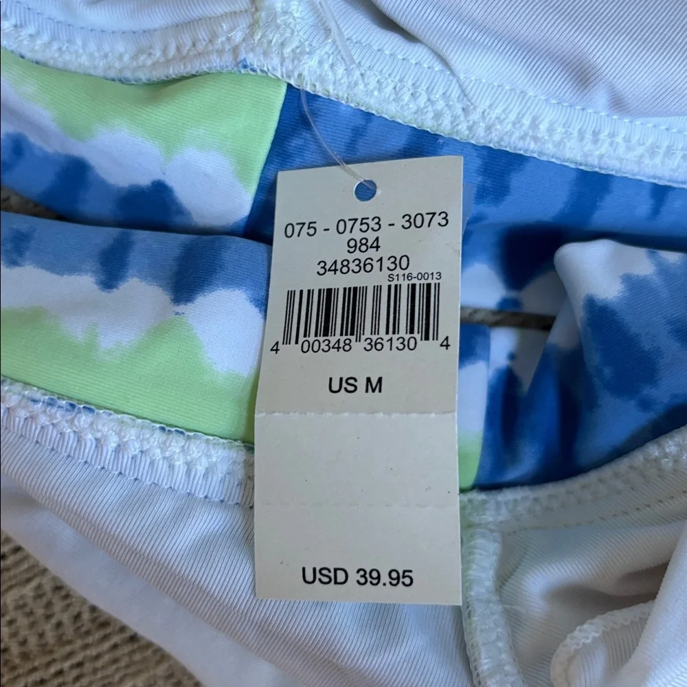 Aerie Scoop Tie Dye Tie Front Banded Bikini Top